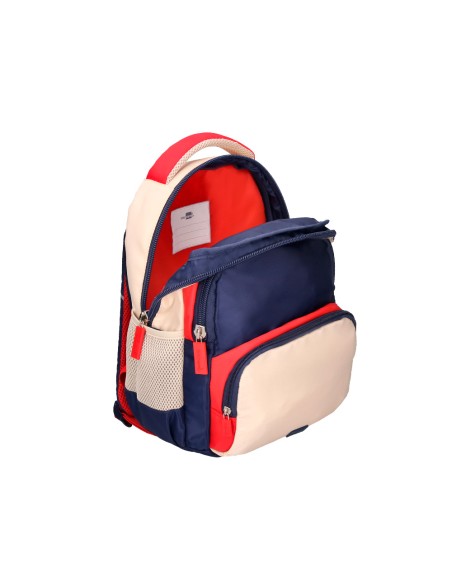 Cartera escolar liderpapel moc hila multibolsillo infantil azul marino rojo beige 350x110x270 mm