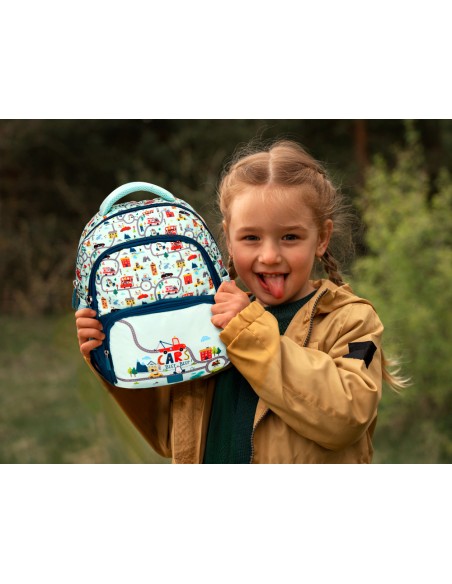 Cartera escolar liderpapel moc hila multibolsillo infantil cars azul 350x110x270 mm