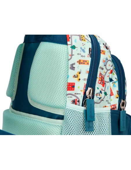 Cartera escolar liderpapel moc hila multibolsillo infantil cars azul 350x110x270 mm
