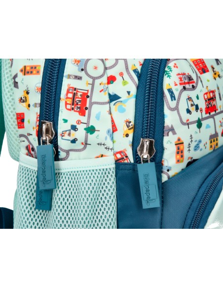 Cartera escolar liderpapel moc hila multibolsillo infantil cars azul 350x110x270 mm