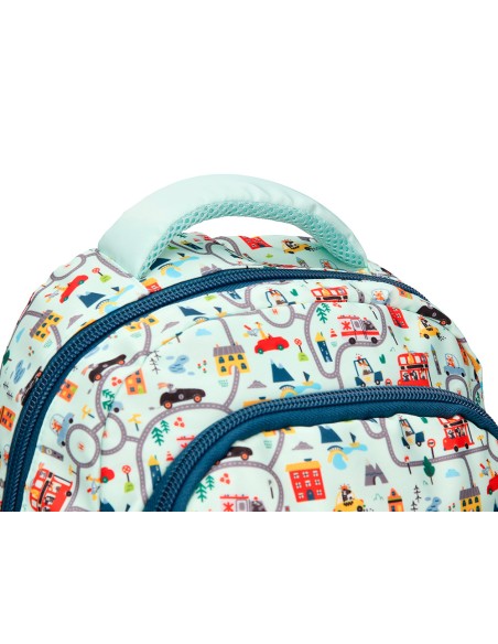 Cartera escolar liderpapel moc hila multibolsillo infantil cars azul 350x110x270 mm