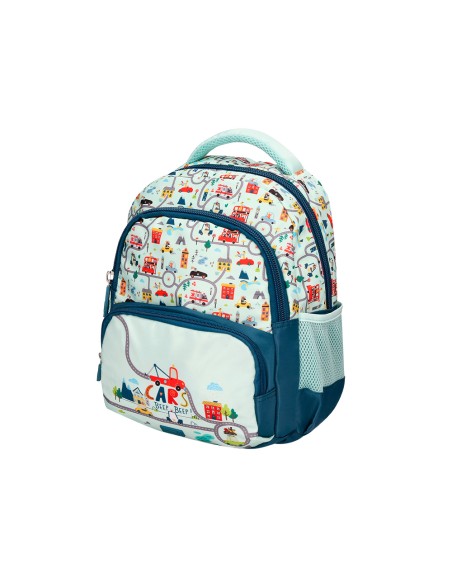 Cartera escolar liderpapel moc hila multibolsillo infantil cars azul 350x110x270 mm