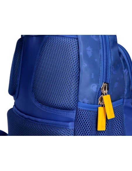 Cartera escolar liderpapel moc hila multibolsillo infantil dino azul 350x110x270 mm