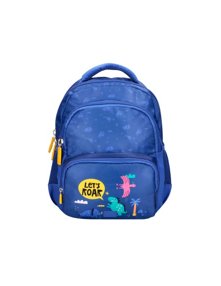 Cartera escolar liderpapel moc hila multibolsillo infantil dino azul 350x110x270 mm