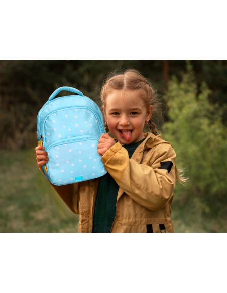 Cartera escolar liderpapel moc hila multibolsillo infantil flowers azul 350x110x270 mm