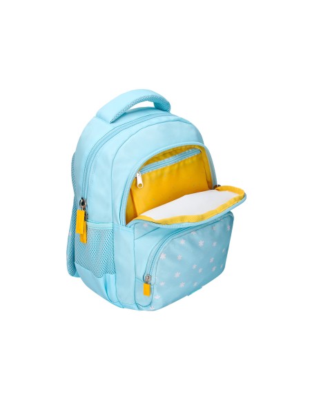 Cartera escolar liderpapel moc hila multibolsillo infantil flowers azul 350x110x270 mm