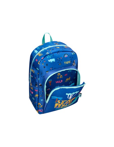 Cartera escolar liderpapel moc hila infantil safari diseño cocodrilo azul marino 330x100x250 mm