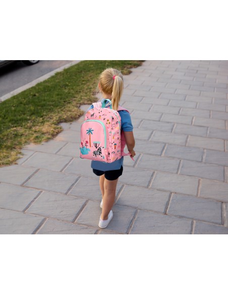 Cartera escolar liderpapel moc hila infantil safari diseño cebra rosa 330x100x250 mm