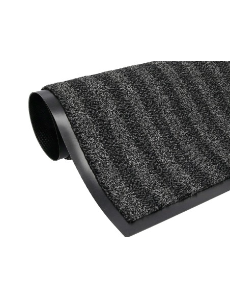 Alfombra para suelo q-connect premium para interiores antideslizante fibra polipropileno y fieltro gris 90x150 cm