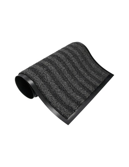Alfombra para suelo q-connect premium para interiores antideslizante fibra polipropileno y fieltro gris 90x150 cm