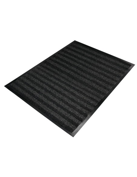 Alfombra para suelo q-connect premium para interiores antideslizante fibra polipropileno y fieltro gris 90x150 cm