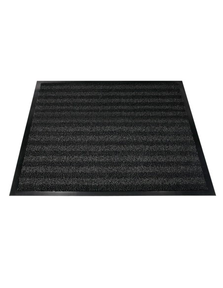 Alfombra para suelo q-connect premium para interiores antideslizante fibra polipropileno y fieltro gris 90x150 cm