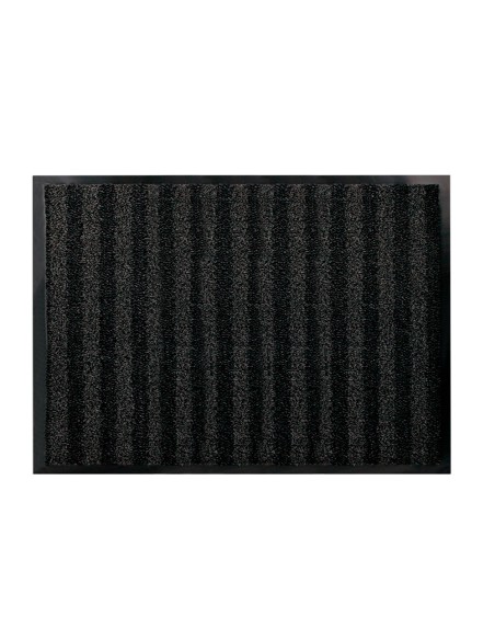 Alfombra para suelo q-connect premium para interiores antideslizante fibra polipropileno y fieltro gris 90x150 cm