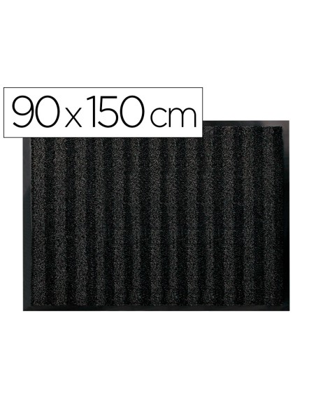 Alfombra para suelo q-connect premium para interiores antideslizante fibra polipropileno y fieltro gris 90x150 cm