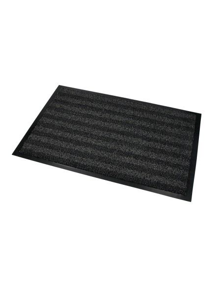 Alfombra para suelo q-connect premium para interiores antideslizante fibra polipropileno y fieltro gris 60x40 cm