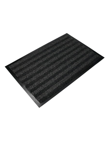 Alfombra para suelo q-connect premium para interiores antideslizante fibra polipropileno y fieltro gris 60x40 cm