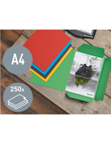 Subcarpeta leitz recycle con tres solapas din a4 carton 100% reciclable verde
