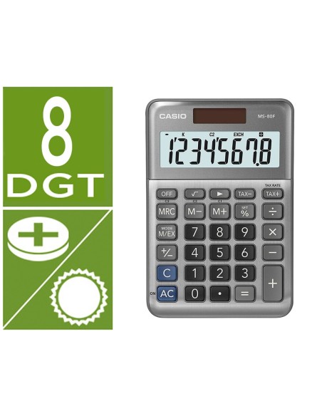 Calculadora casio ms-80f sobremesa 8 digitos...
