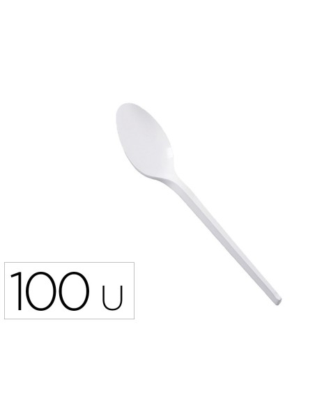 Cuchara de plastico blanco reutilizable paquete...