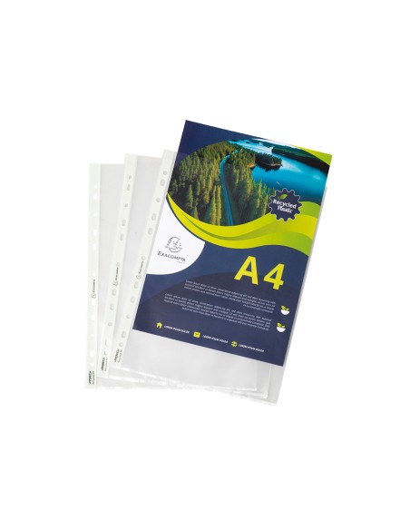 Funda multitaladro exacompta reciclada polipropileno 60 mc din a4 piel de naranja caja de 100 unidades