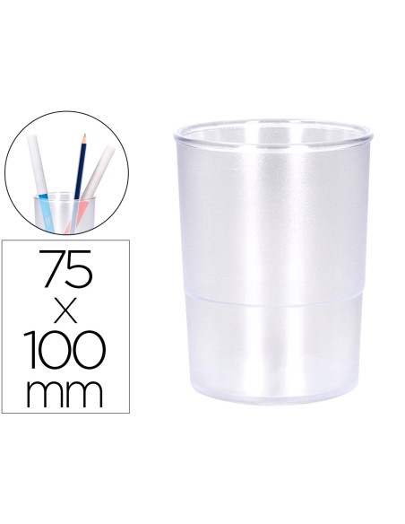 Cubilete portalapices q-connect transparente plastico diametro 75 mm alto 100 mm