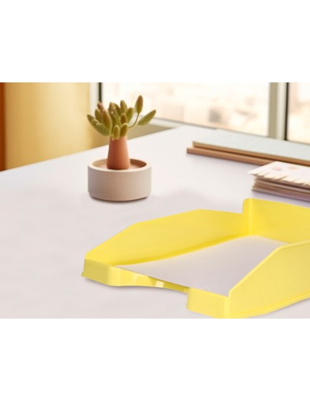 Bandeja sobremesa plastico q-connect amarillo pastel opaco 240x70x340mm