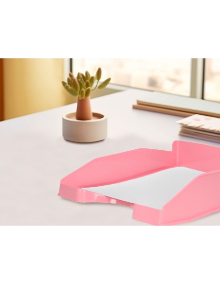 Bandeja sobremesa plastico q-connect rosa pastel opaco 240x70x340mm