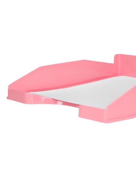 Bandeja sobremesa plastico q-connect rosa pastel opaco 240x70x340mm