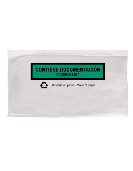Sobre autoadhesivo q-connect portadocumentos multilingue 240x135 mm sin ventana 100% papel paquete de 100 unidades