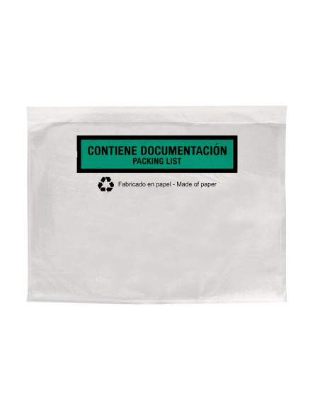 Sobre autoadhesivo q-connect portadocumentos multilingue 240x180 mm sin ventana 100% papel paquete de 100 unidades