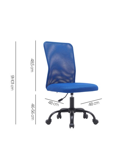 Silla q-connect oficina parma malla sin reposabrazos alt max 990 anc 480 prof 590 color azul
