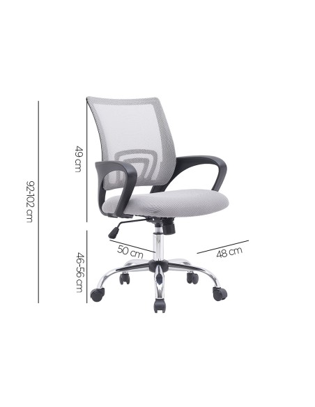 Silla q-connect oficina siena malla base metalica alt max 1000 anc 560 prof 570 ruedas premium color blanco gris