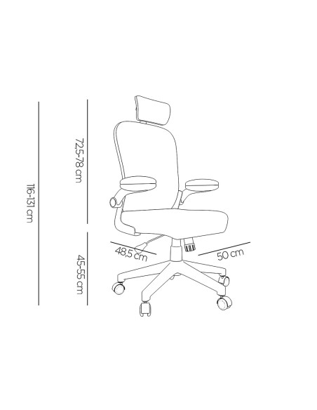 Silla q-connect ergonomica pal ermo malla base nylon alt max 1300 anc 610 prof 600 ruedas premium color blanco gris
