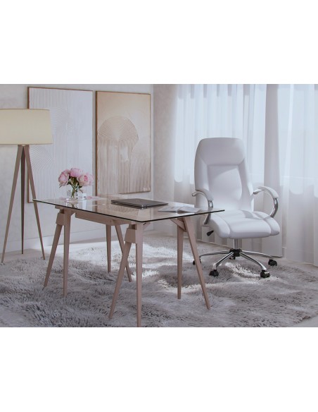 Silla q-connect direccion vero na simil piel base metalica alt max 1210 anc 650 prof 730 mm ruedas premium color blanco