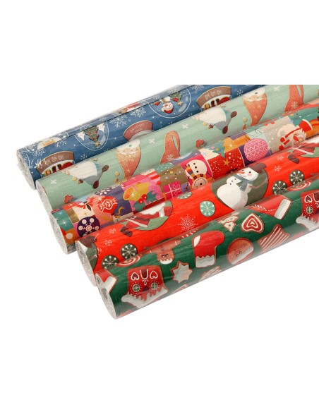Papel de regalo liderpapel navidad rollo ancho 70 cm longitud 2 mt gramaje 60 gr diseños surtidos