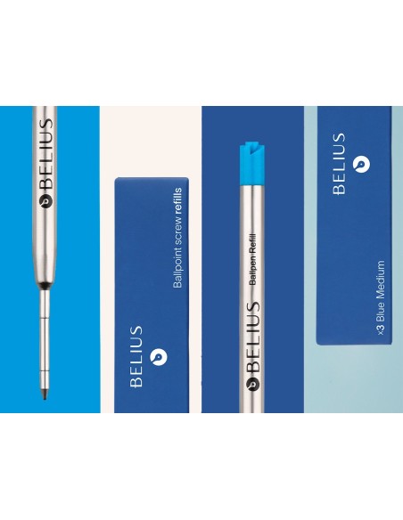 Recambio boligrafo belius azul 0,8 mm caja 3...
