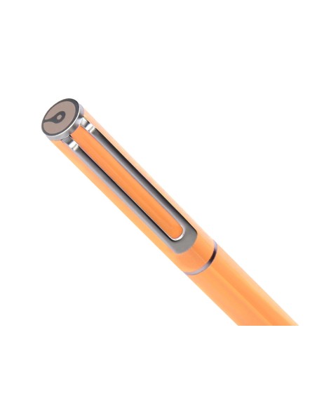 Juego boligrafo y roller belius endless summer aluminio color naranja y plateado tinta azul caja de diseño