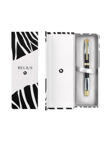 Roller belius dualita cuerpo blanco color negro tinta negra caja de diseño