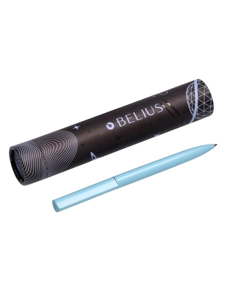 Boligrafo belius rocket b aluminio color minimalista azul tinta azul caja cilindrica