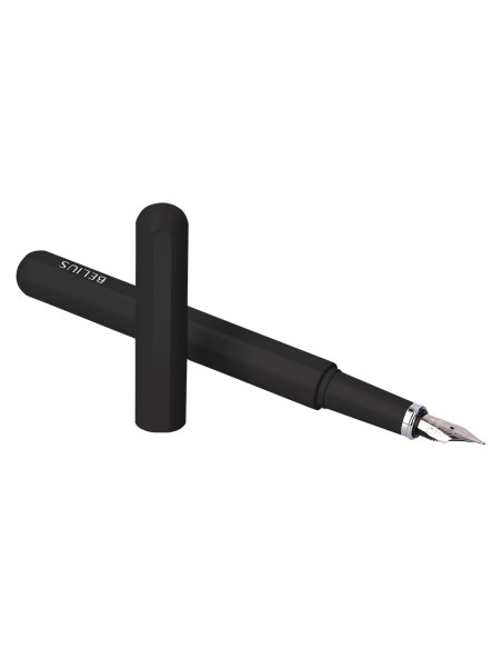 Pluma y funda de similpiel belius space b color minimalista negro tinta azul caja de diseño