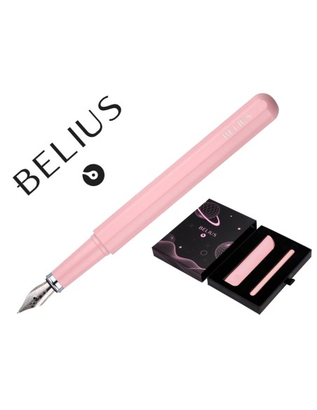 Pluma y funda de similpiel belius space b color minimalista rosa tinta azul caja de diseño