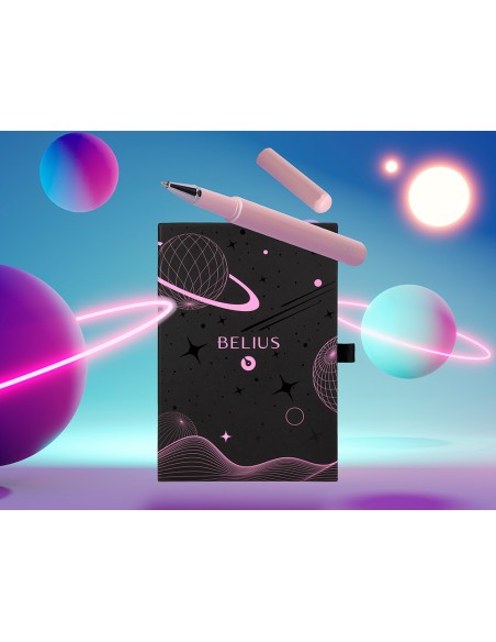 Roller y funda de similpiel belius space b color minimalista rosa tinta azul caja de diseño