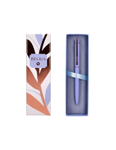 Boligrafo belius rose aluminio color lavanda/oro rosa tinta azul caja de diseño