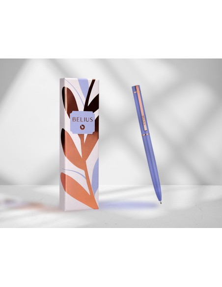 Boligrafo belius rose aluminio color lavanda/oro rosa tinta azul caja de diseño