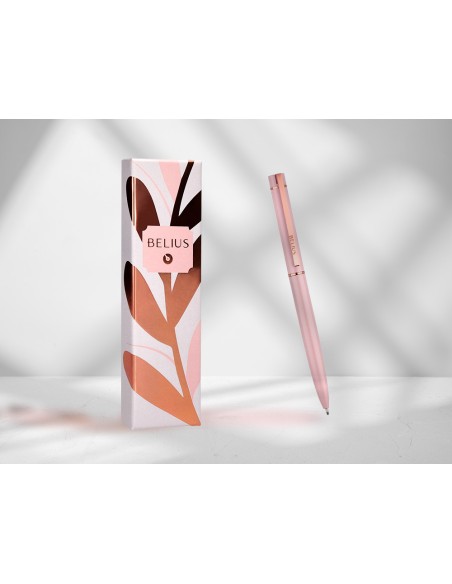 Boligrafo belius rose aluminio color rosa/oro rosa tinta azul caja de diseño