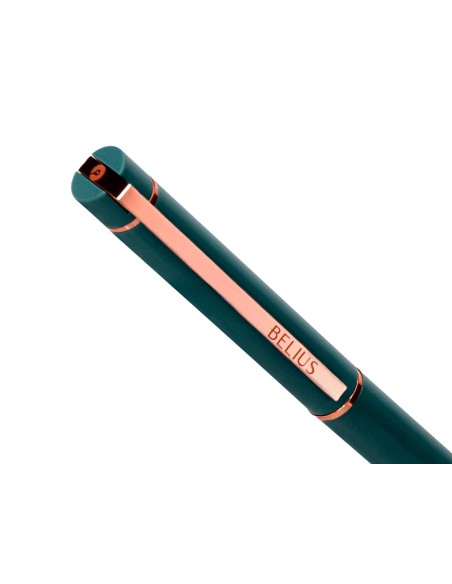 Boligrafo belius rose aluminio color verde oliva/oro rosa tinta azul caja de diseño