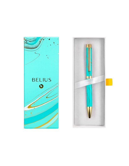 Boligrafo belius aqua aluminio color turquesa y...