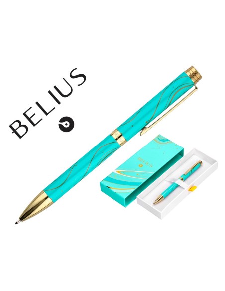Boligrafo belius aqua aluminio color turquesa y...