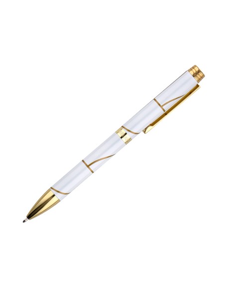 Boligrafo belius carte blanche color y blanco dorado tinta azul caja de diseño