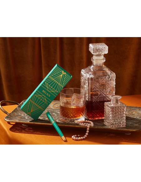 Boligrafo belius soiree aluminio color art deco turquesa y dorado tinta azul caja de diseño